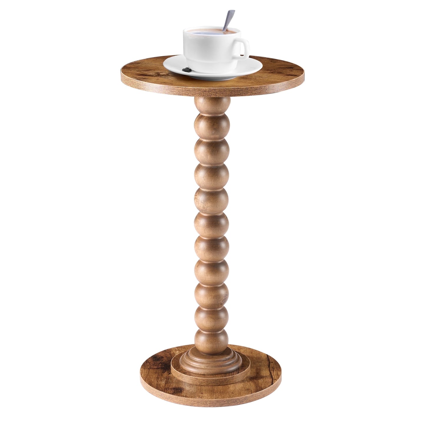 EDX Mesa Auxiliar Redonda - Mesa Pequeña para Bebidas con Patas de Madera Maciza para Sala de Estar Dormitorio Oficina, Marrón