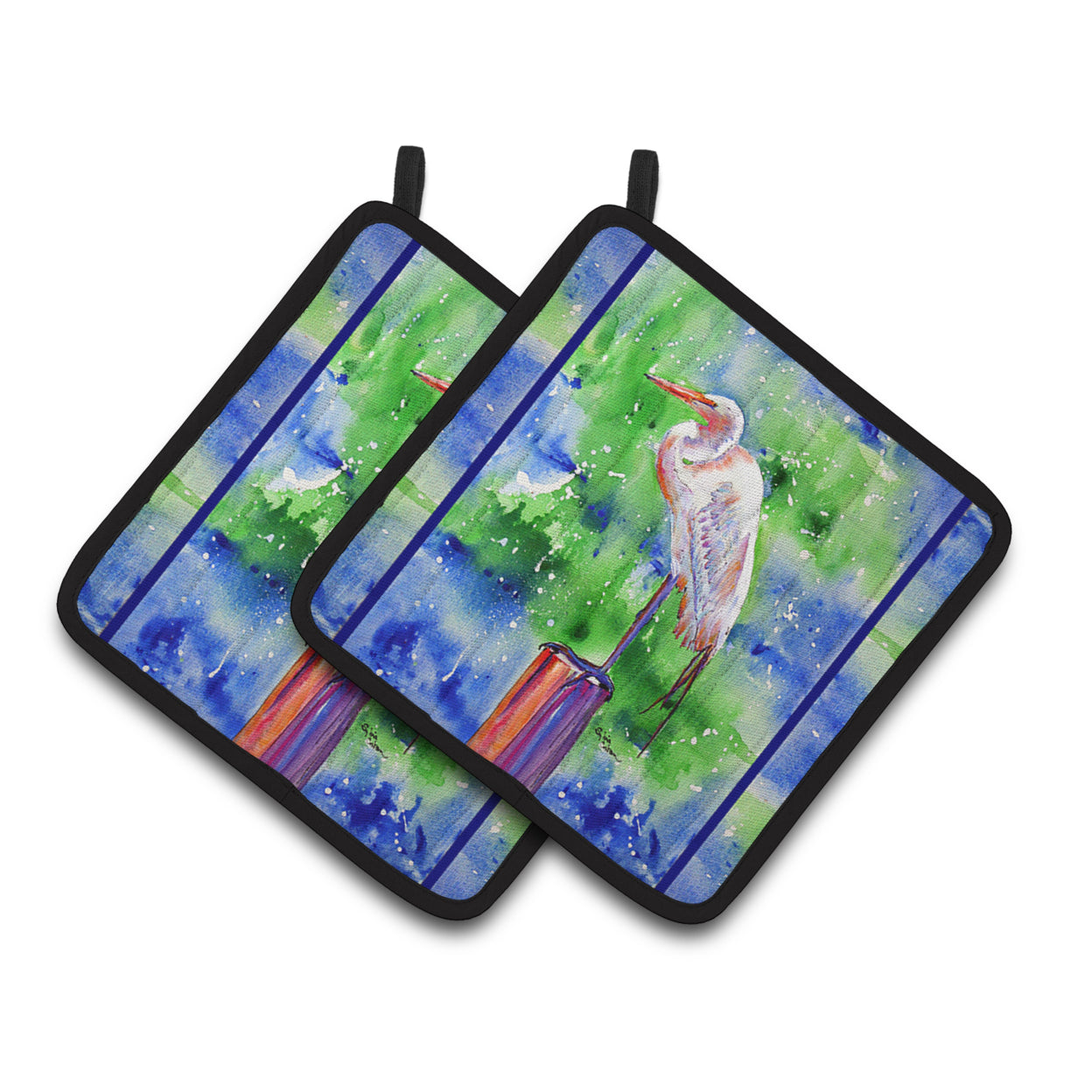Egret Pair of Pot Holders