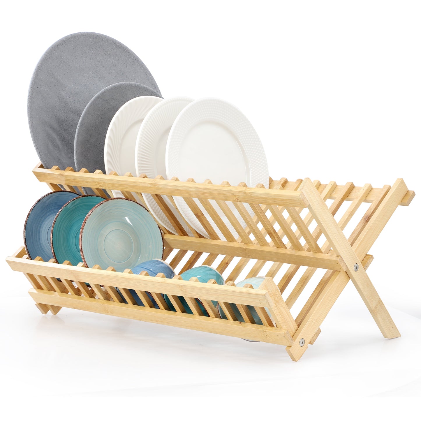 Elama 2-Tier Collapsible Kitchen Bamboo Drying Dish Rack