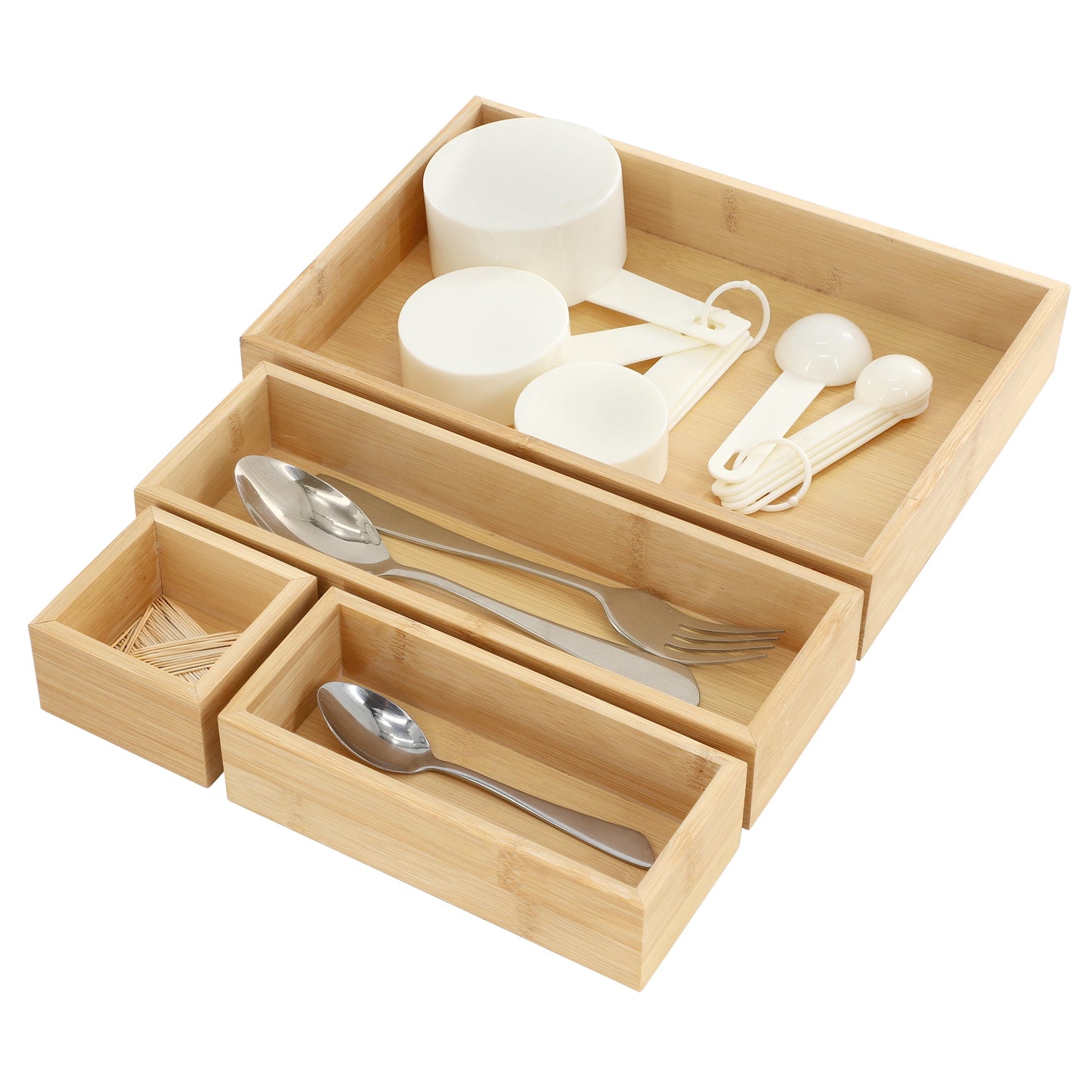 Elama 4 Piece Bamboo Storage and Organization Trays