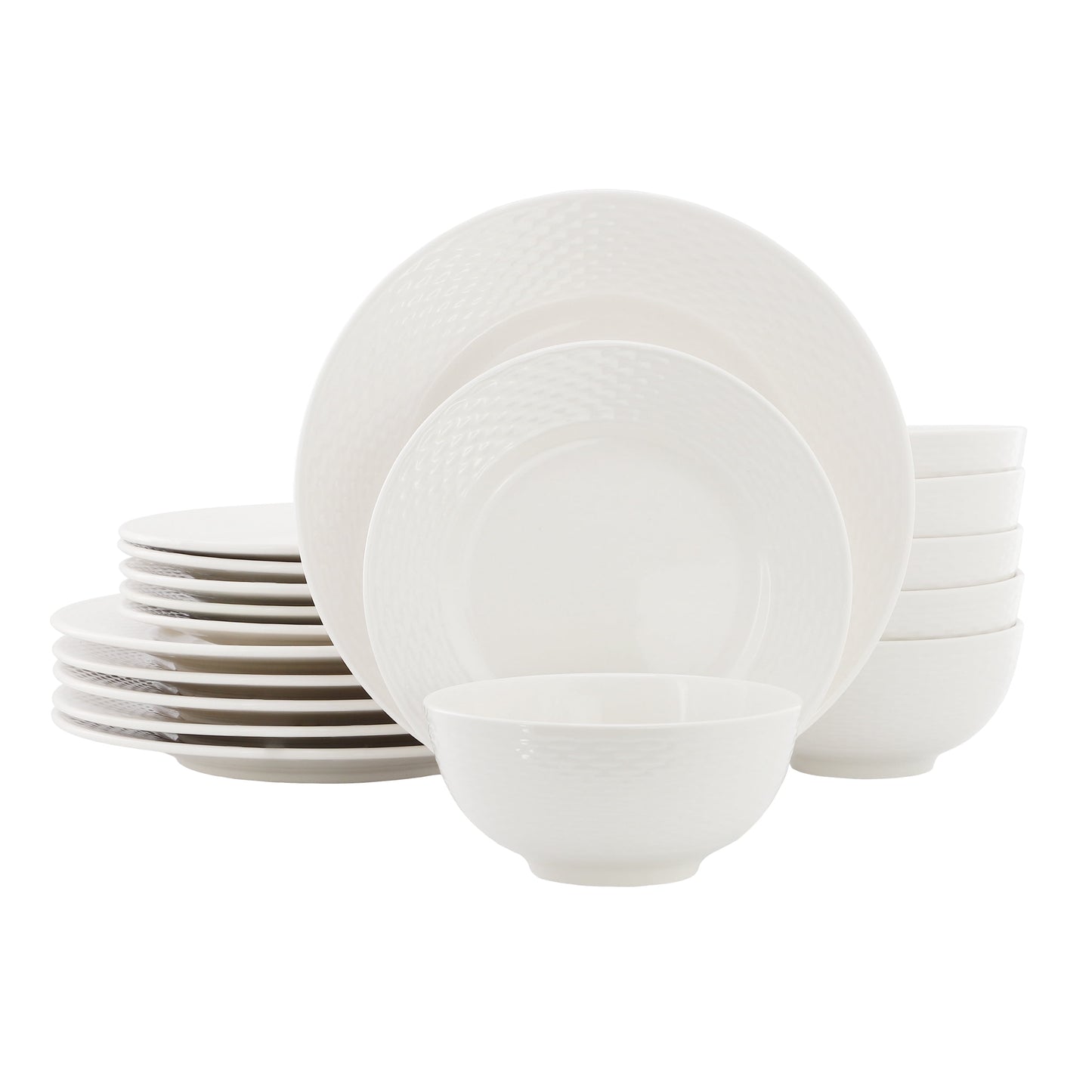 Elama Fiona 18 Piece Stoneware Dinnerware Set in White