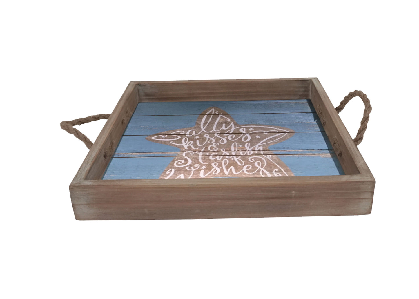 Elements 14-inch Star Fish and Sentiment Wood Tray with Handles