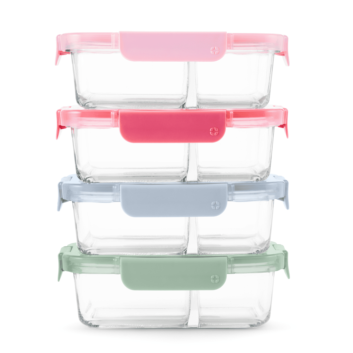 Ello Color Lock 8pc 3.4 Cup Divided Glass Meal Prep Set