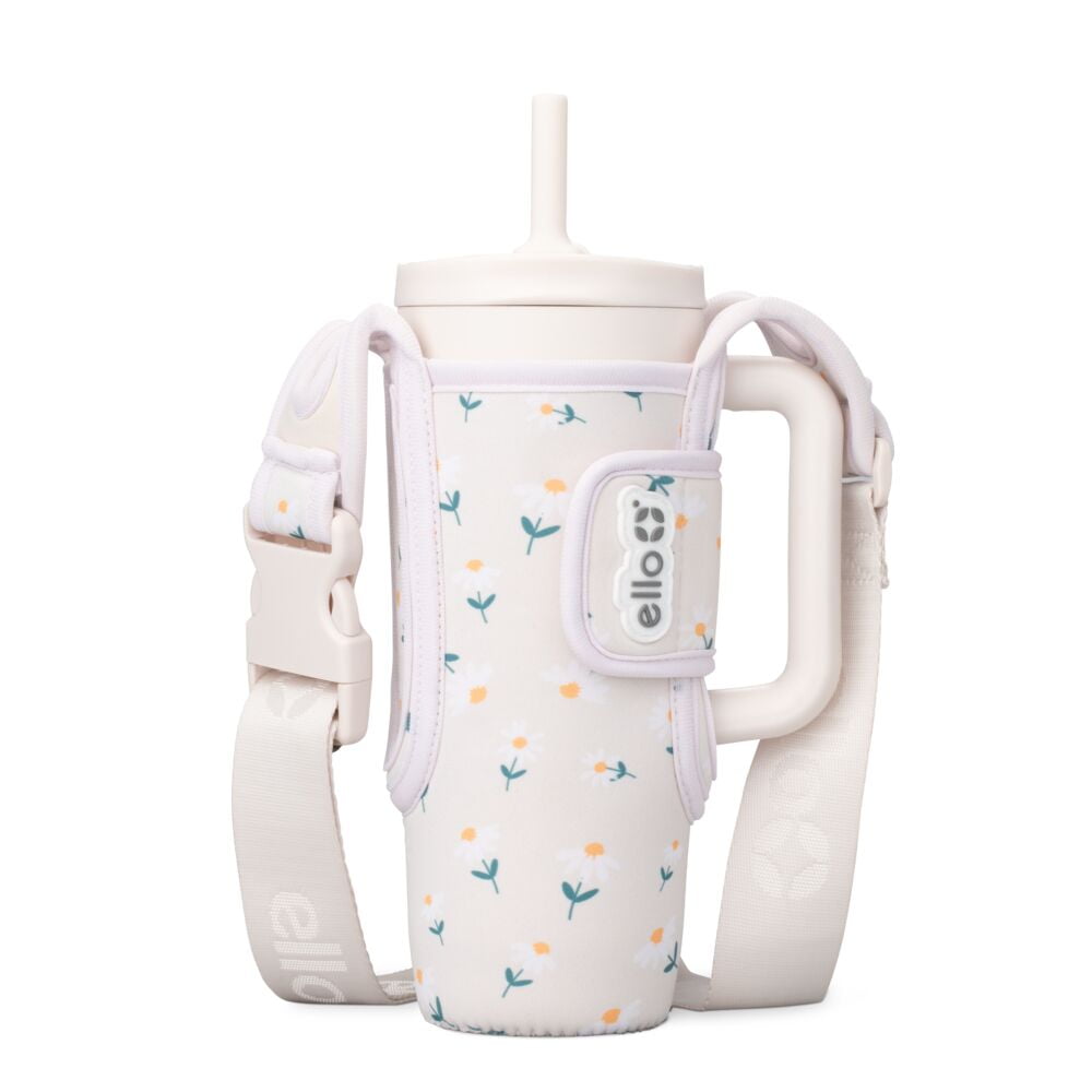 Ello Ultra Clean 24oz Insulated Leak-Proof Lid Tumbler with Sling, Daisies
