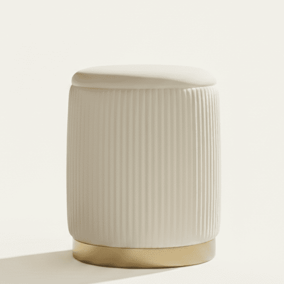 Ember Interiors Makeup Vanity Stool with Storage, White