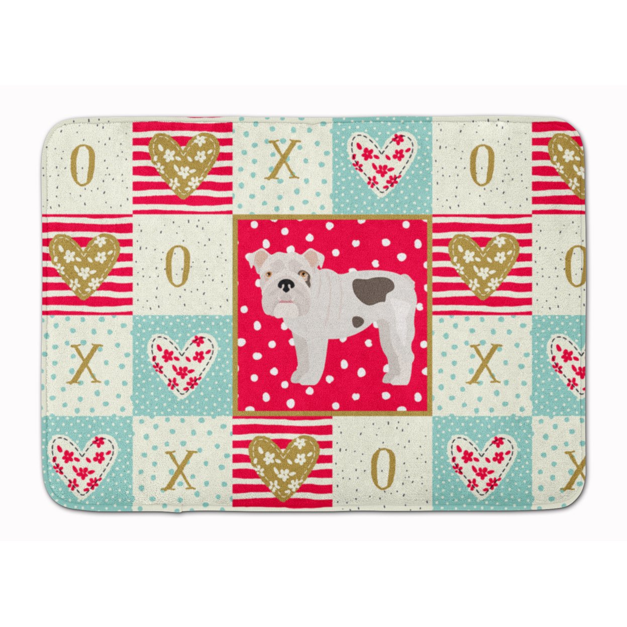 English Bulldog 2 Love Machine Washable Memory Foam Mat Red
