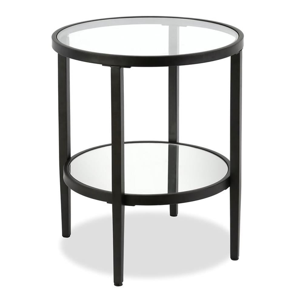 Evelyn&Zoe 20" Blackened Bronze Metal/Glass Side Table