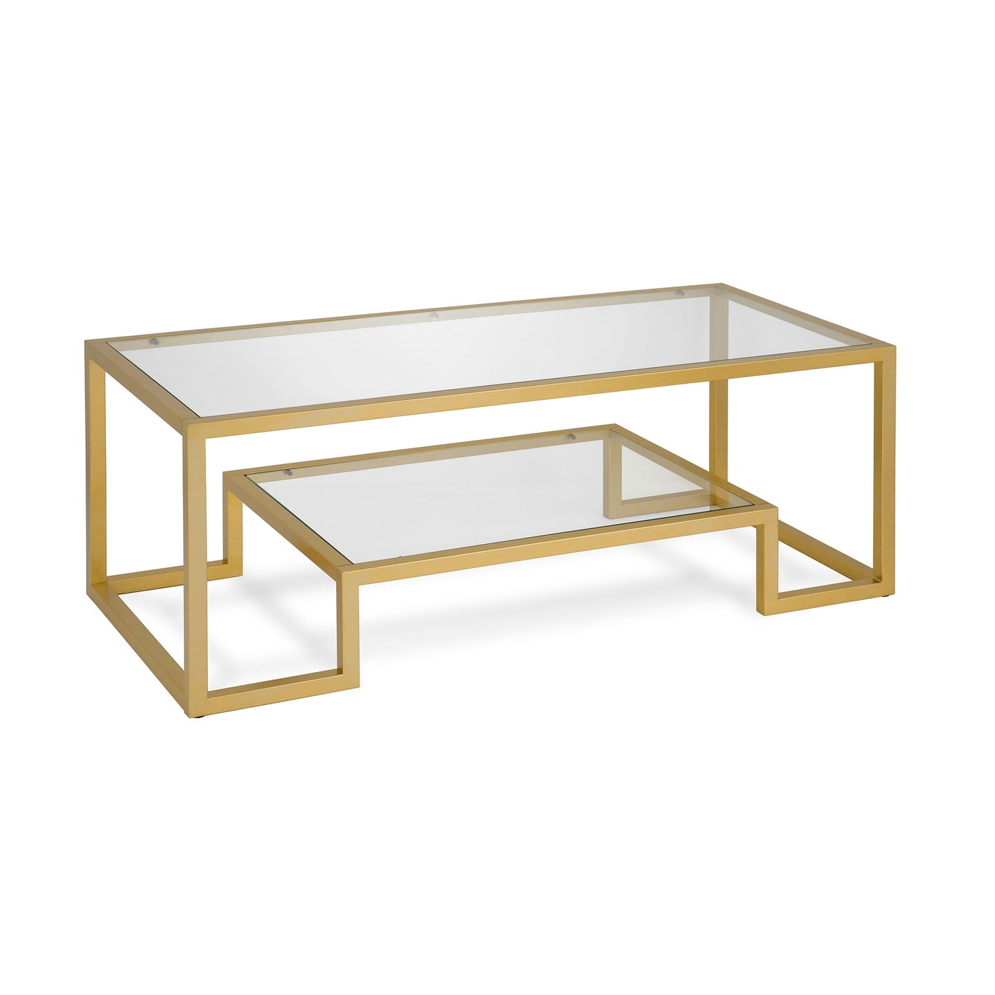 Evelyn&Zoe Athena 45" Wide Rectangular Coffee Table, Brass