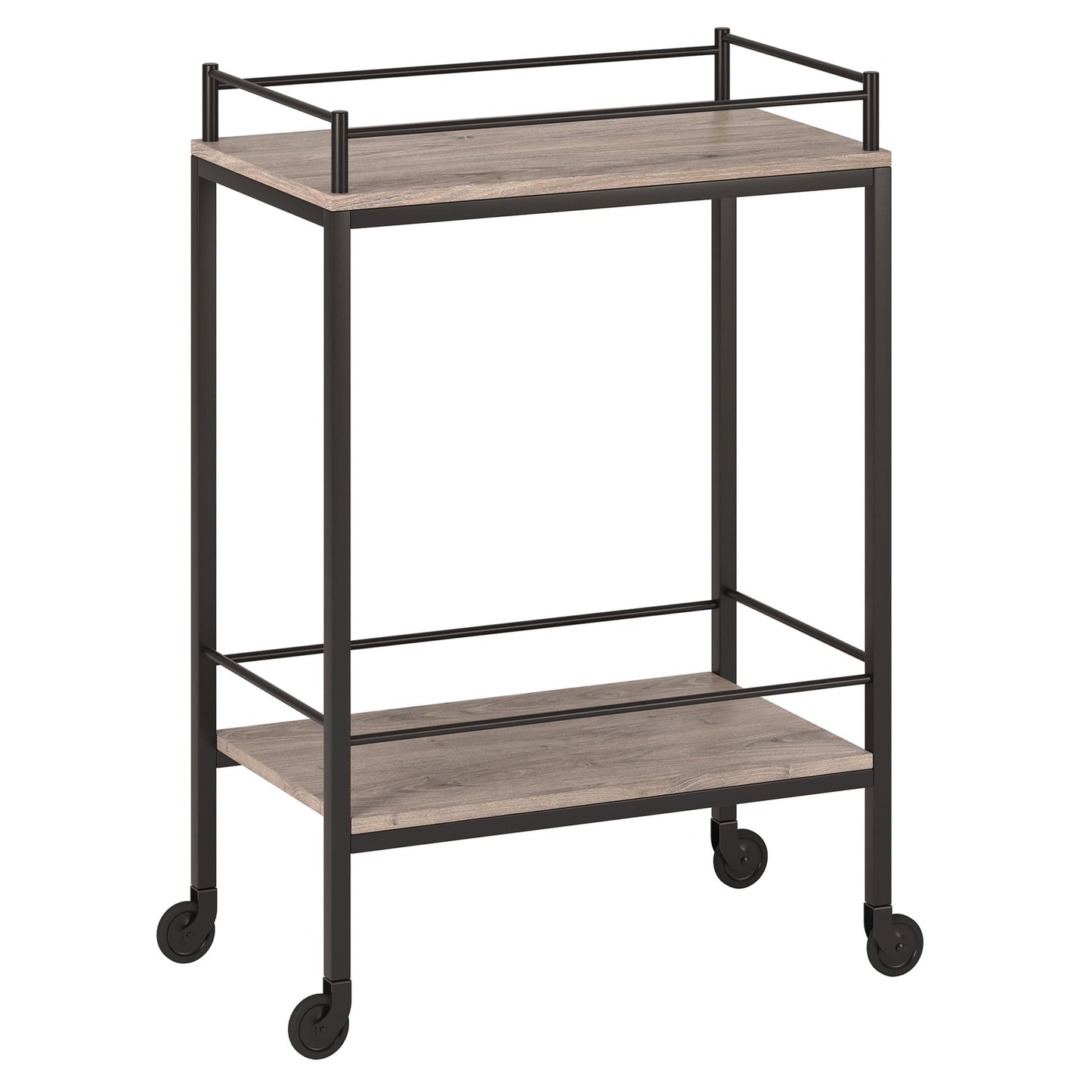 Evelyn&Zoe Barnes 23.5" Wide Rectangular Bar Cart, Antiqued Gray Oak