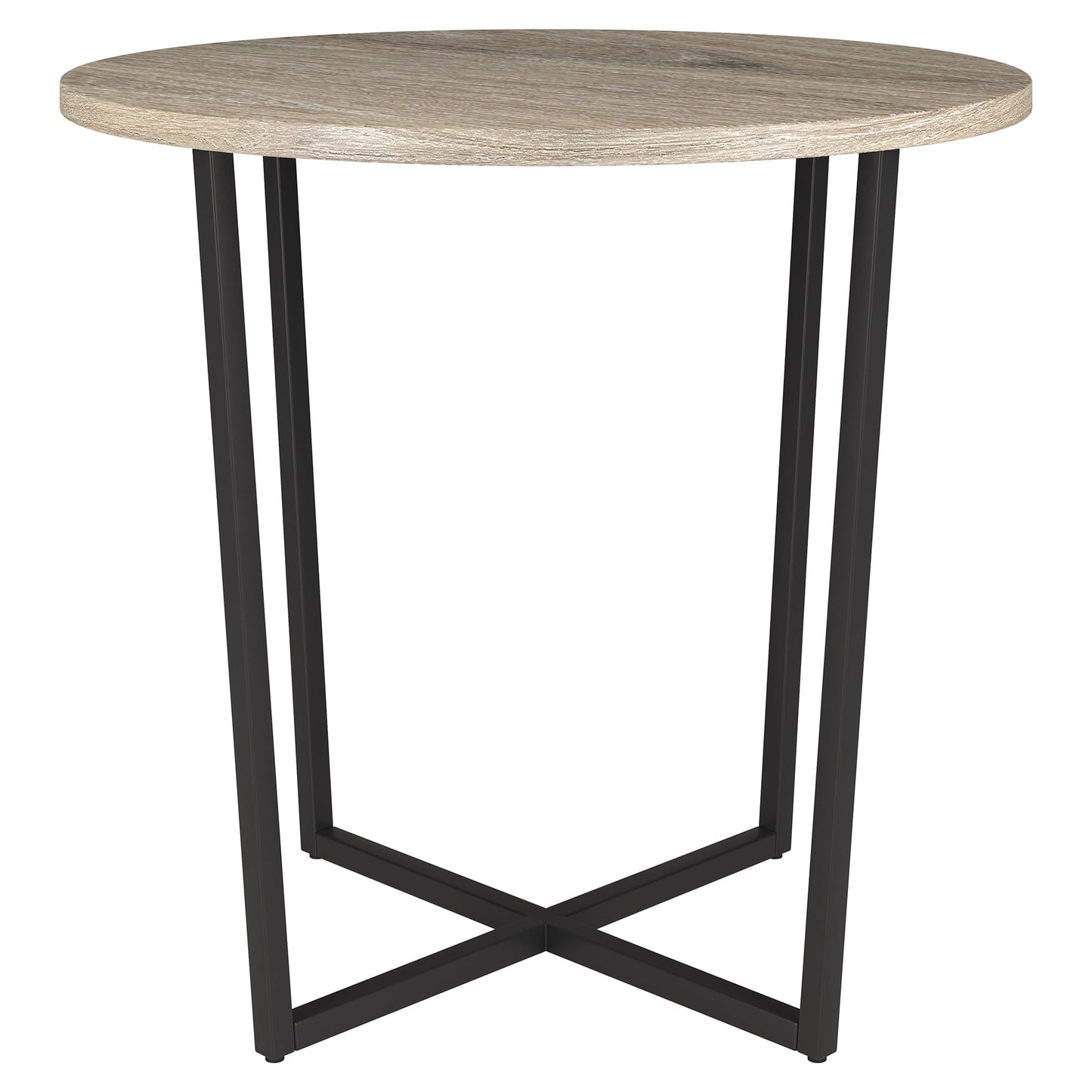 Evelyn&Zoe Pivetta 22" Wide Round Side Table with MDF Top, Blackened Bronze/Antiqued Gray Oak