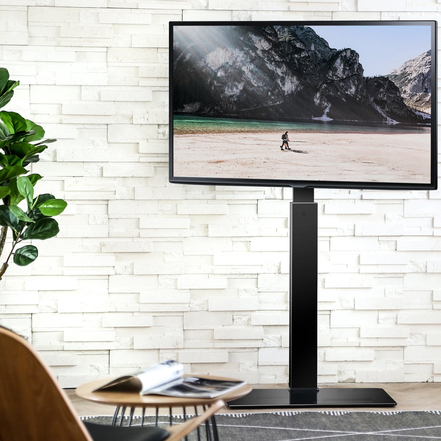 FITUEYES Universal TV Stand Base with Swivel Mount Height Adjustable for 32 to 65 Inch TV, TT107501MB
