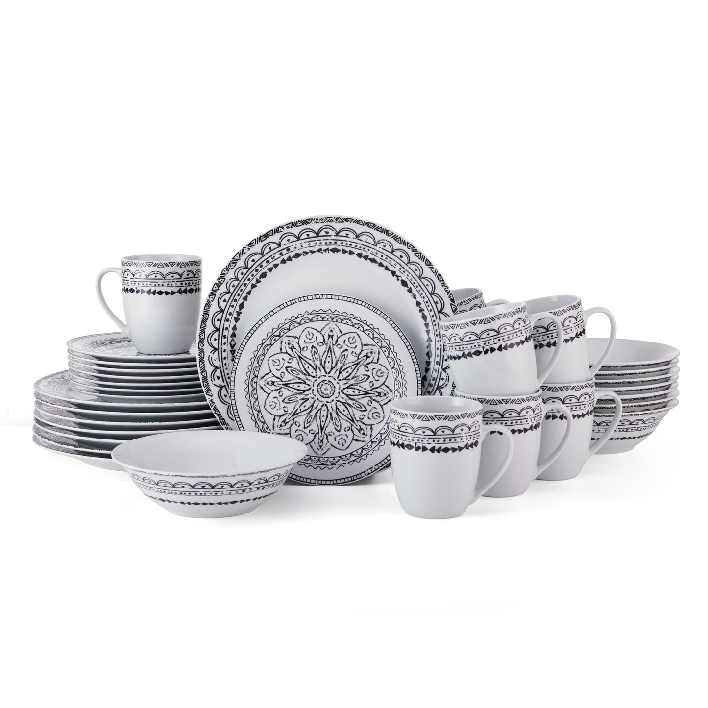 Fitz and Floyd Ink Delight 32-Piece Porcelain Tablerware Set (service for 8)