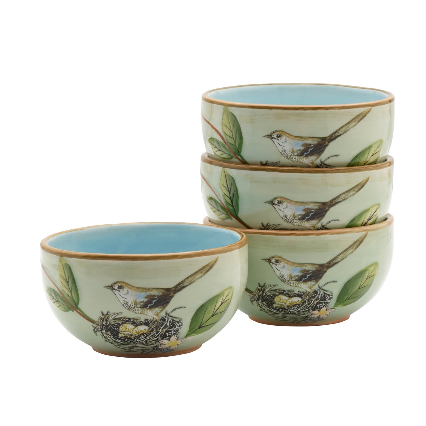 Fitz and Floyd Toulouse 19 oz Green Earthenware Small Tableware Bowls (4 Count)