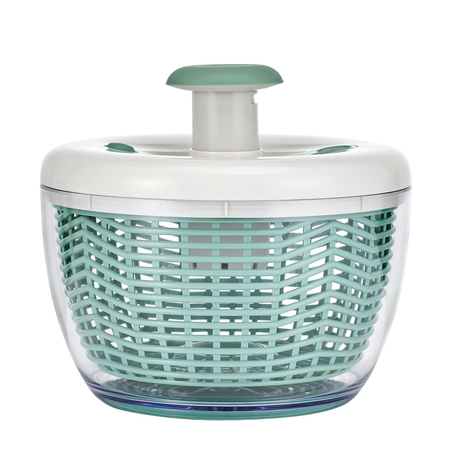 Farberware Professional White and Sage Green Small Salad Spinner with Hand Pump Mechanism