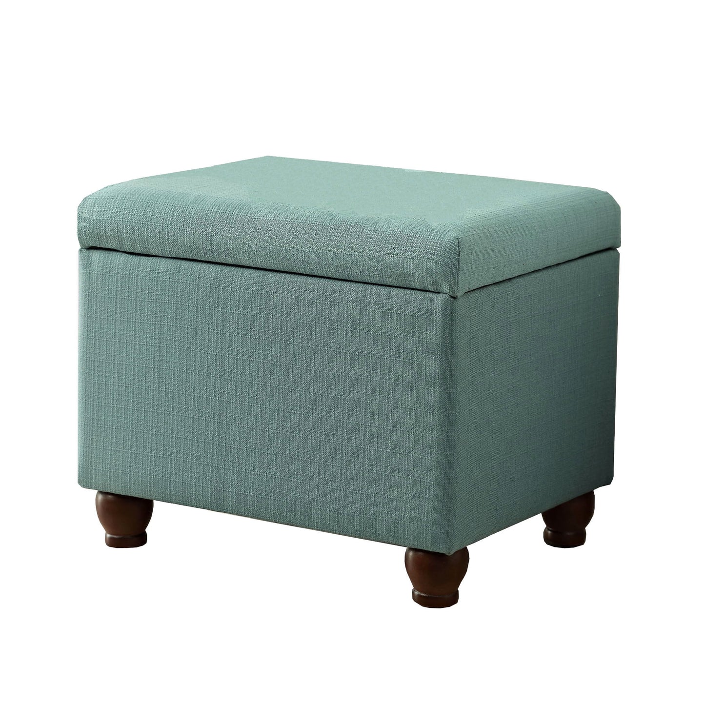 Square Fabric Upholstered Wooden Ottoman with Hidden Storage and Bun Feet, Gray and Brown- Saltoro Sherpi
