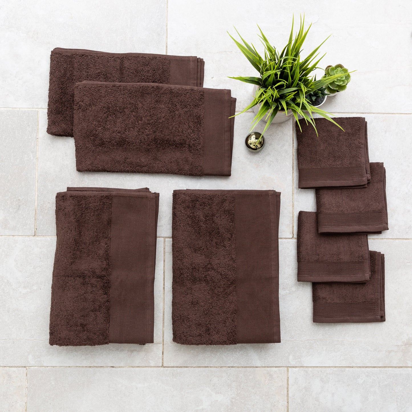 Fabstyles 8 Pieces Solid 600 GSM Cotton Bath Towels, 27" x 52", Chocolate
