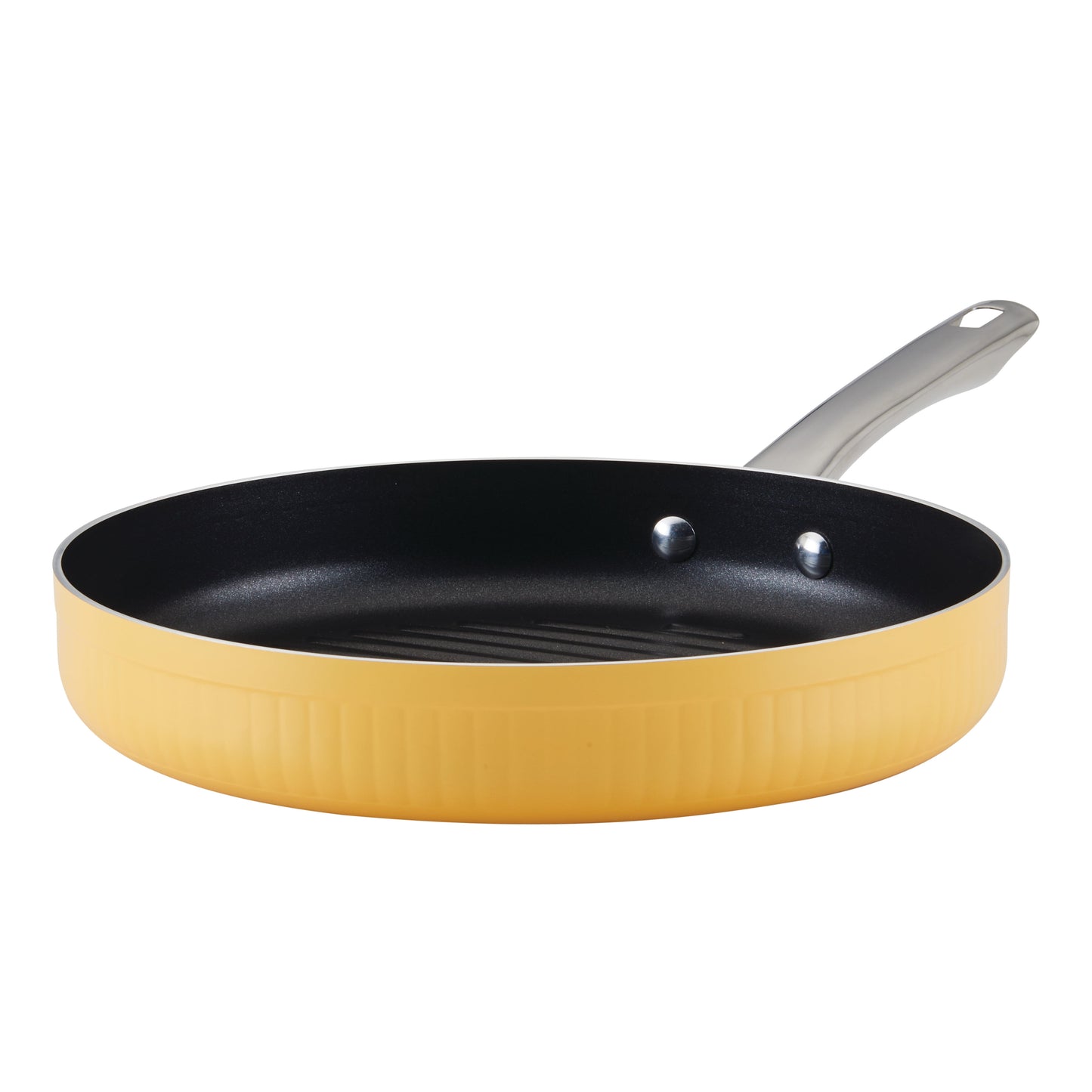 Farberware Style 11.25 Inch Nonstick Cookware Deep Round Grill Pan, Dishwasher Safe and Oven Safe to 500°F, Yellow