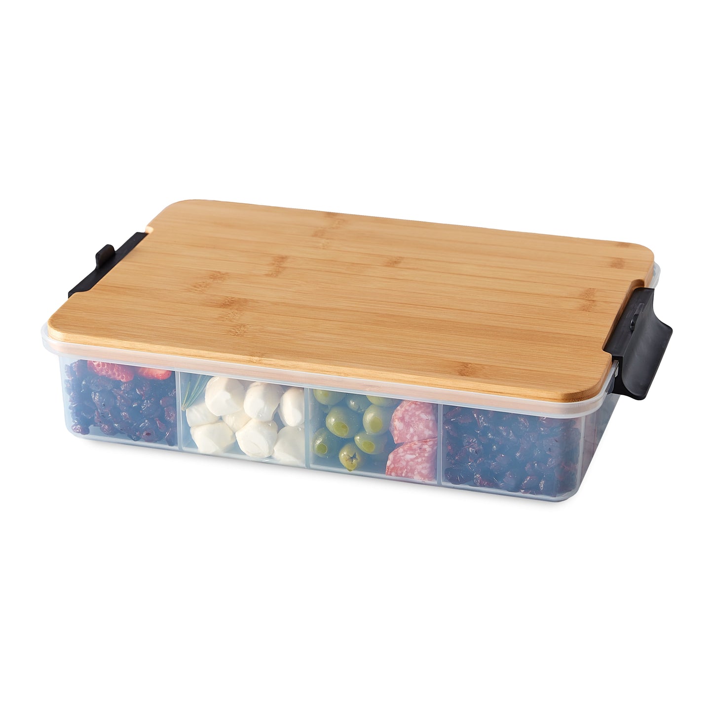 Farberware Build-a-Board Snackle Box with Locking Bamboo Cutting Board Lid, 11x16 inch
