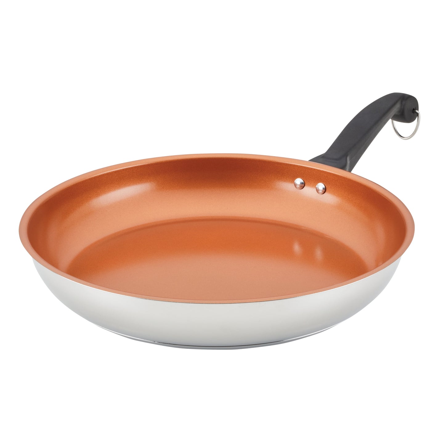 Farberware Classic Traditions 12.5 Inch Ceramic Nonstick Frying Pan, Induction Compatible, Metal Utensil Safe, Dishwasher Safe, Stainless Steel
