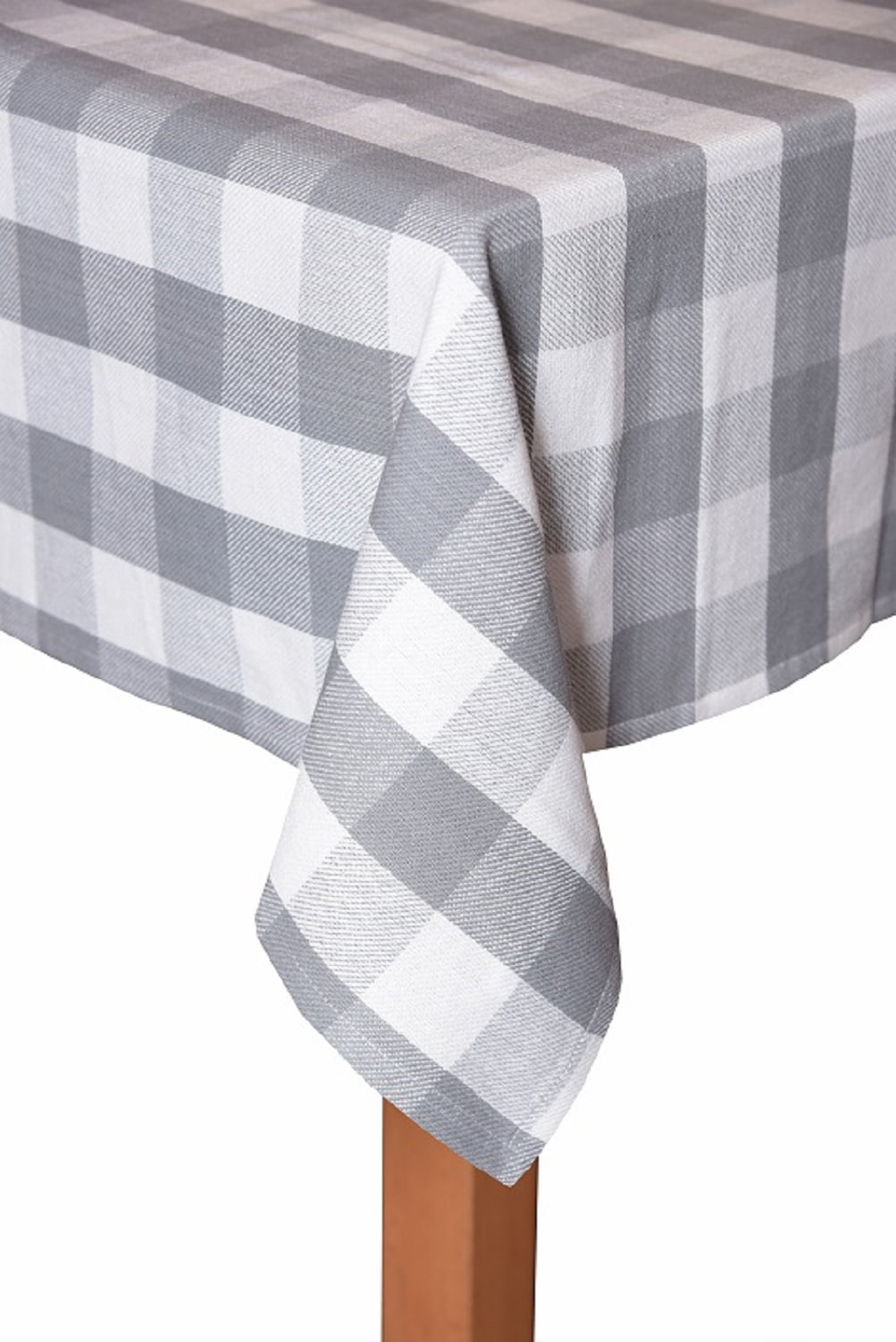 Farm Check Grey 100% Cotton Tablecloth 60"X84"