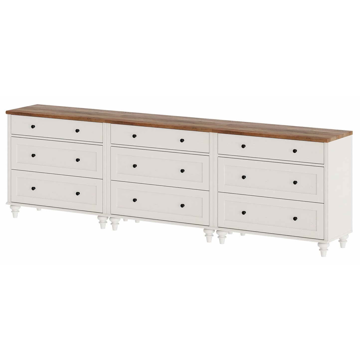Farmhouse Dresser for Bedroom with 3 Drawers, Mid Century Modern Kids Dressers with Wood Closet Storage Organizer, Small Dressers for Nursery, Hallway, Living Room, White