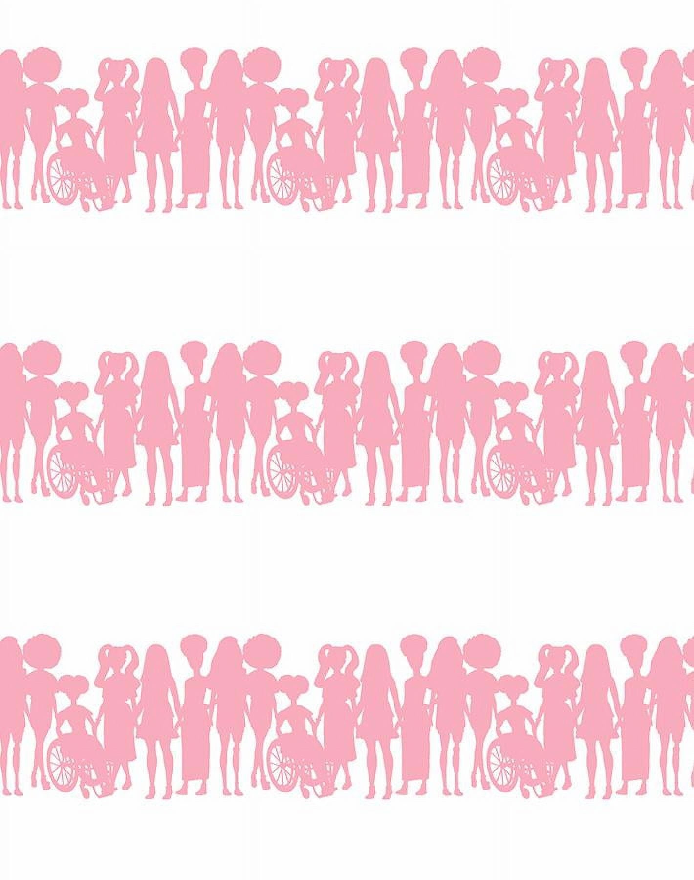 Fashionista Silhouettes Stripe Removable Vinyl Wallpaper by Barbie - Bubblegum