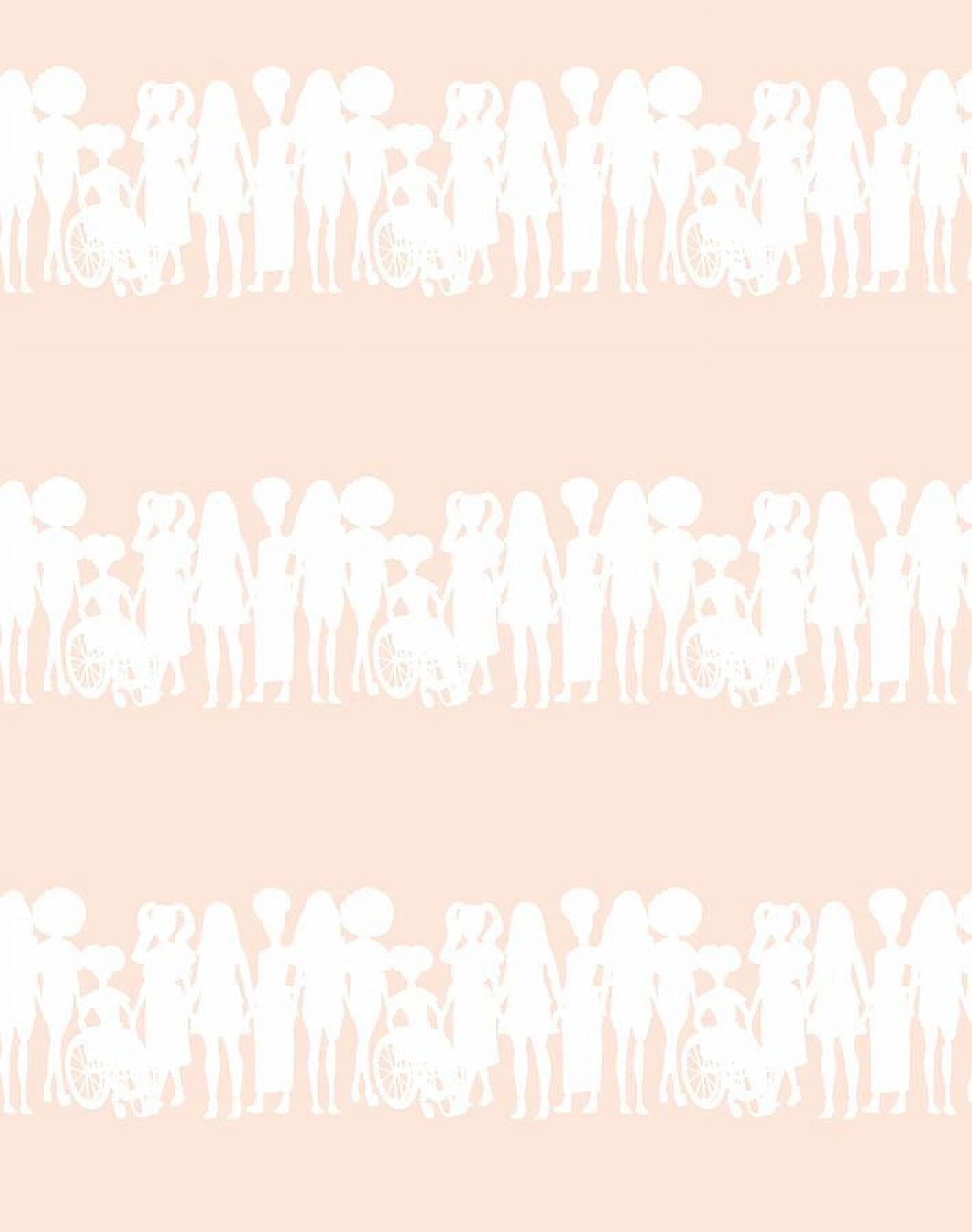 Fashionista Silhouettes Stripe Removable Vinyl Wallpaper by Barbie - Peach
