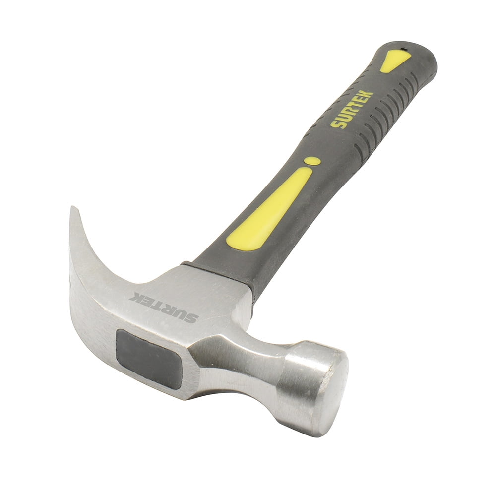 Fiberglass handle curved claw hammer 14", 16 oz