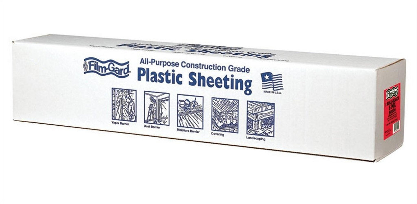 Film-Gard 6' X 100' Black Polyethylene Construction Sheeting, 6 mil