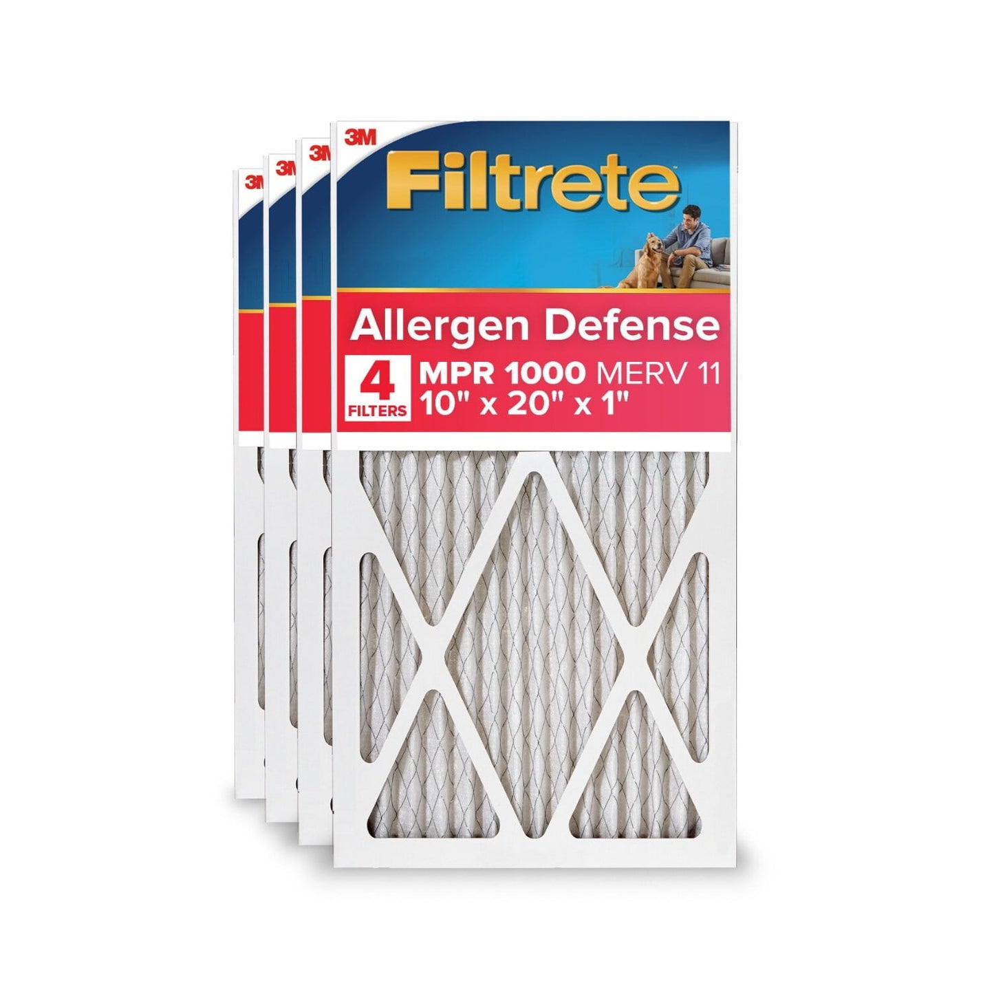 Filtrete 10x20x1 HVAC Furnace Air Filter, MPR 1000 MERV 11, Allergen Defense, 1 Filter