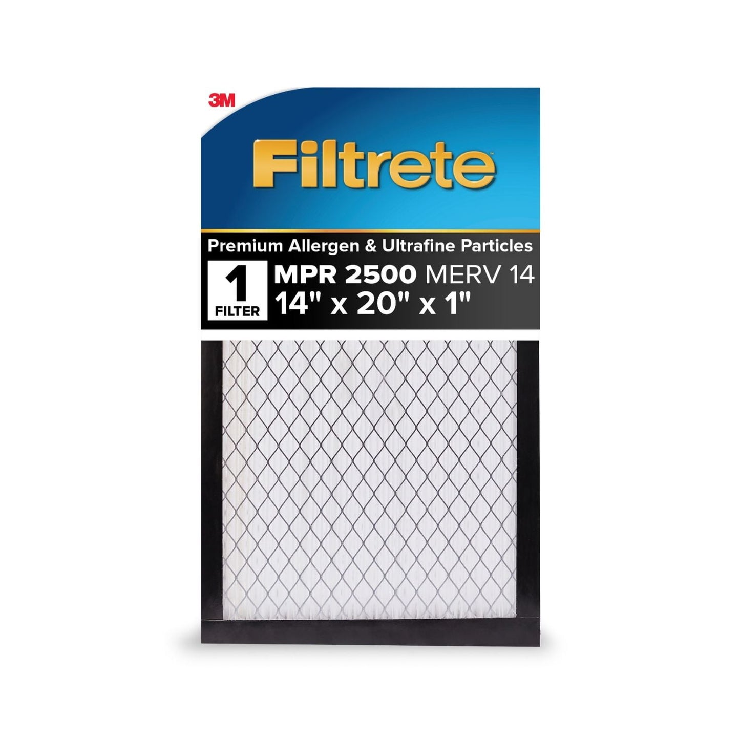 Filtrete 14x20x1 HVAC Furnace Air Filter, MPR 2500 MERV 14, Premium Allergen & Ultrafine Particles, 1 Filter