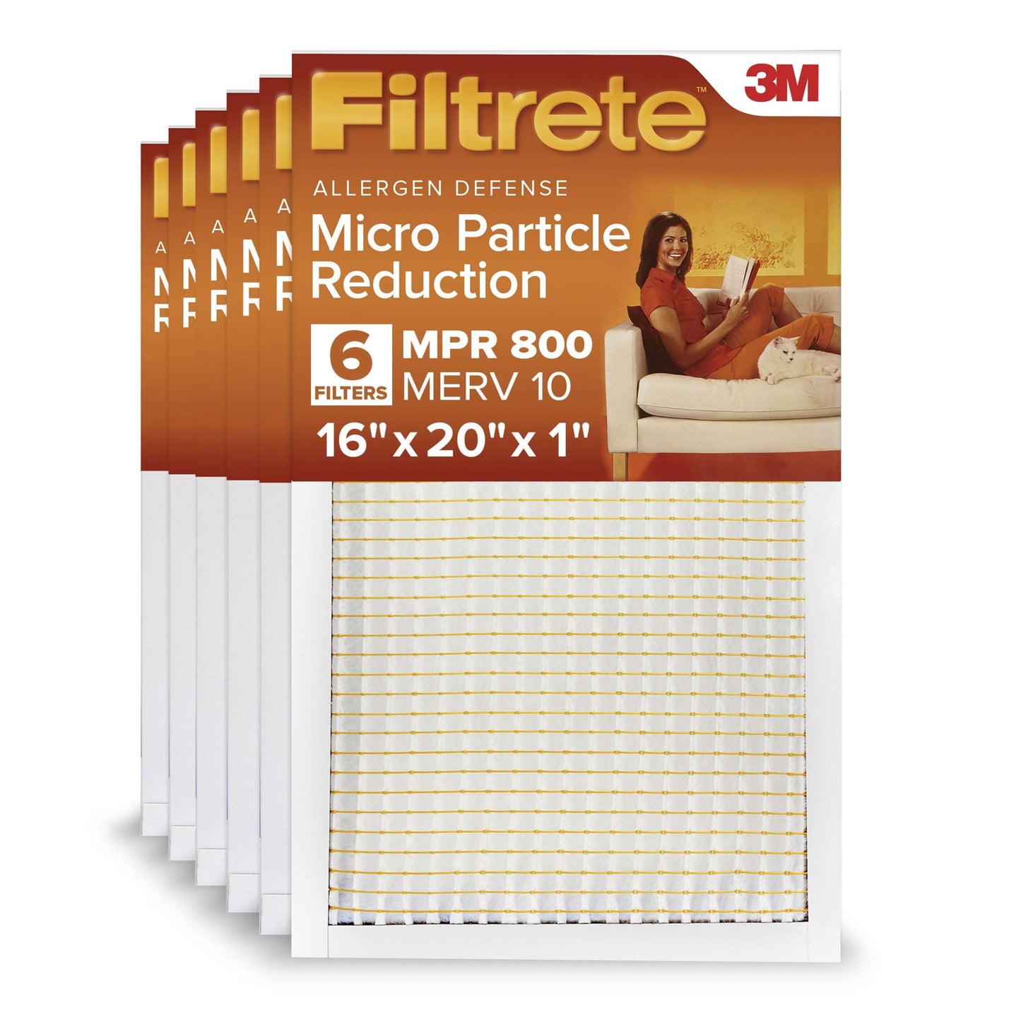 Filtrete 16x20x1 HVAC Furnace Air Filter, MPR 800 MERV 10, Micro Particle Reduction, 4 Pack
