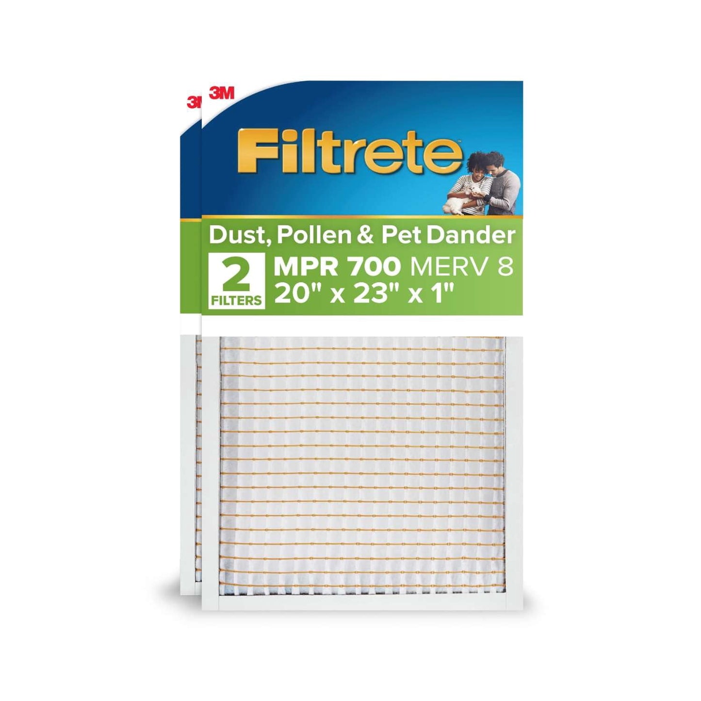 Filtrete 20x23x1 HVAC Furnace Air Filter, MPR 700 MERV 8, Dust, Pollen & Pet Dander Reduction, 2 Pack