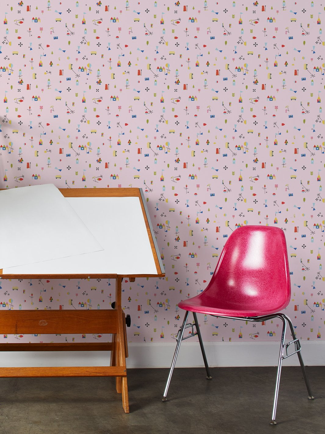 Fisher-Price Land Removable Vinyl Wallpaper by Fisher-Price - Pink