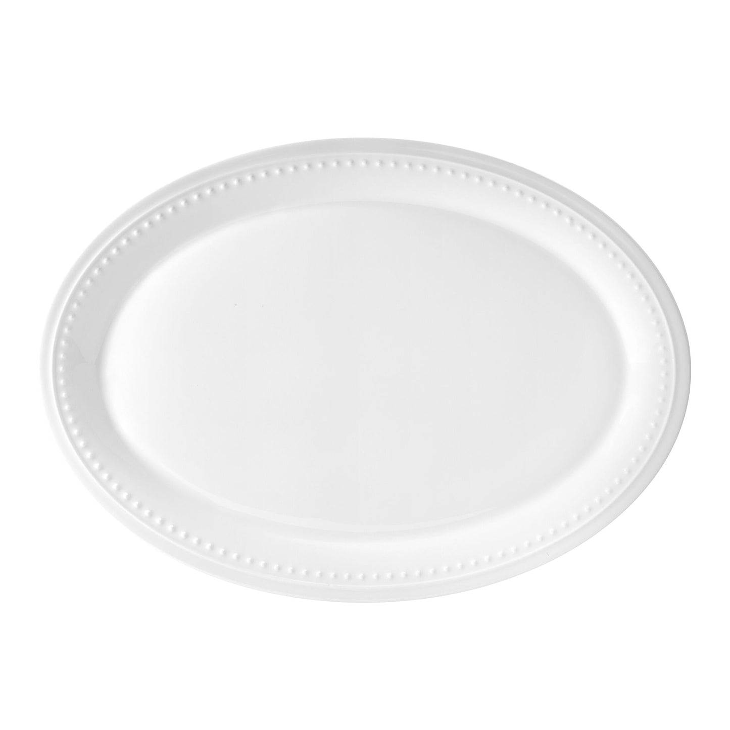 Fitz and Floyd 16-inch Nevaeh White Bone China Classic Bead Oval Serving Platter