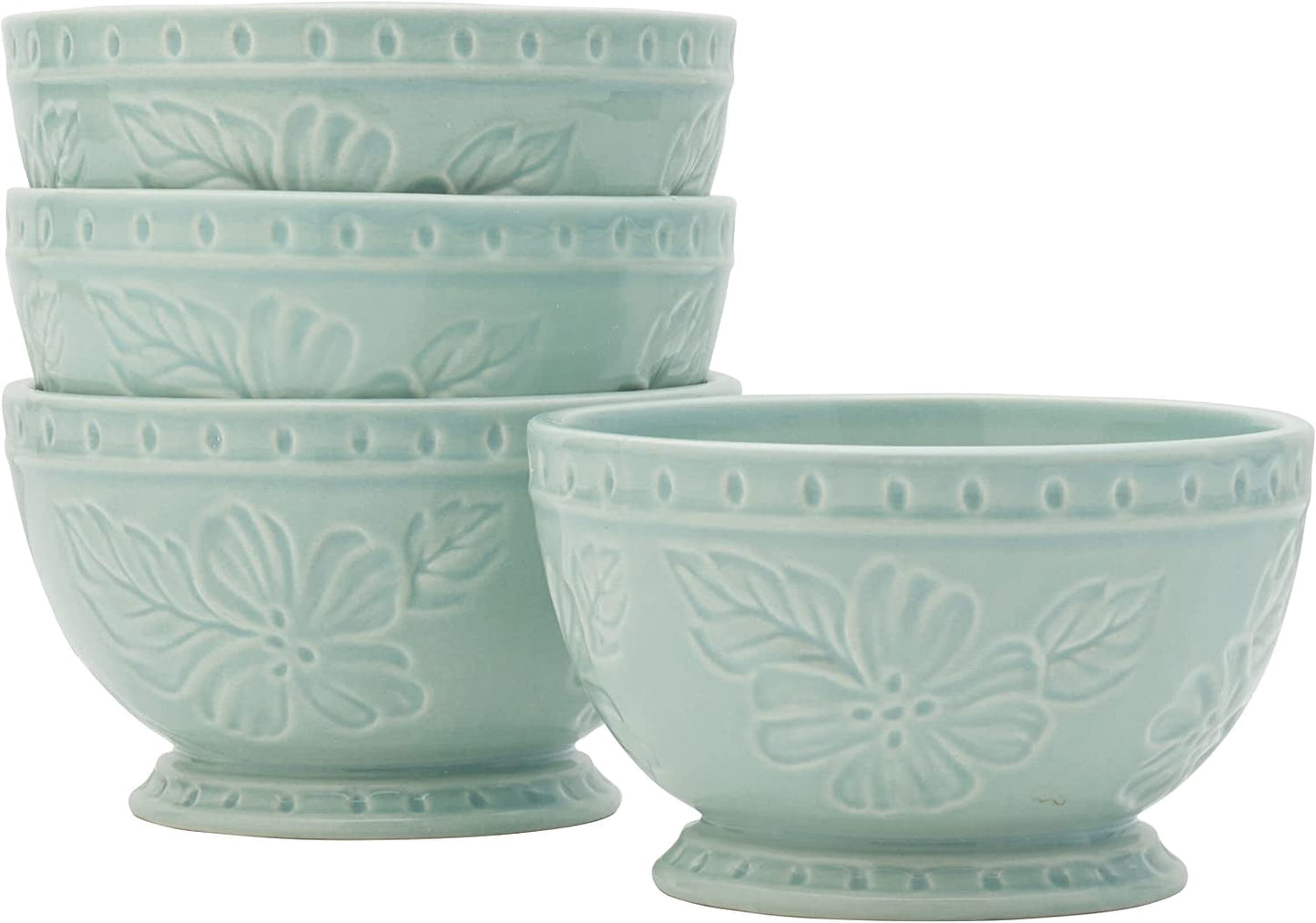 Fitz and Floyd English Garden 20 oz Mint Stoneware Tableware Bowl (4 Count)