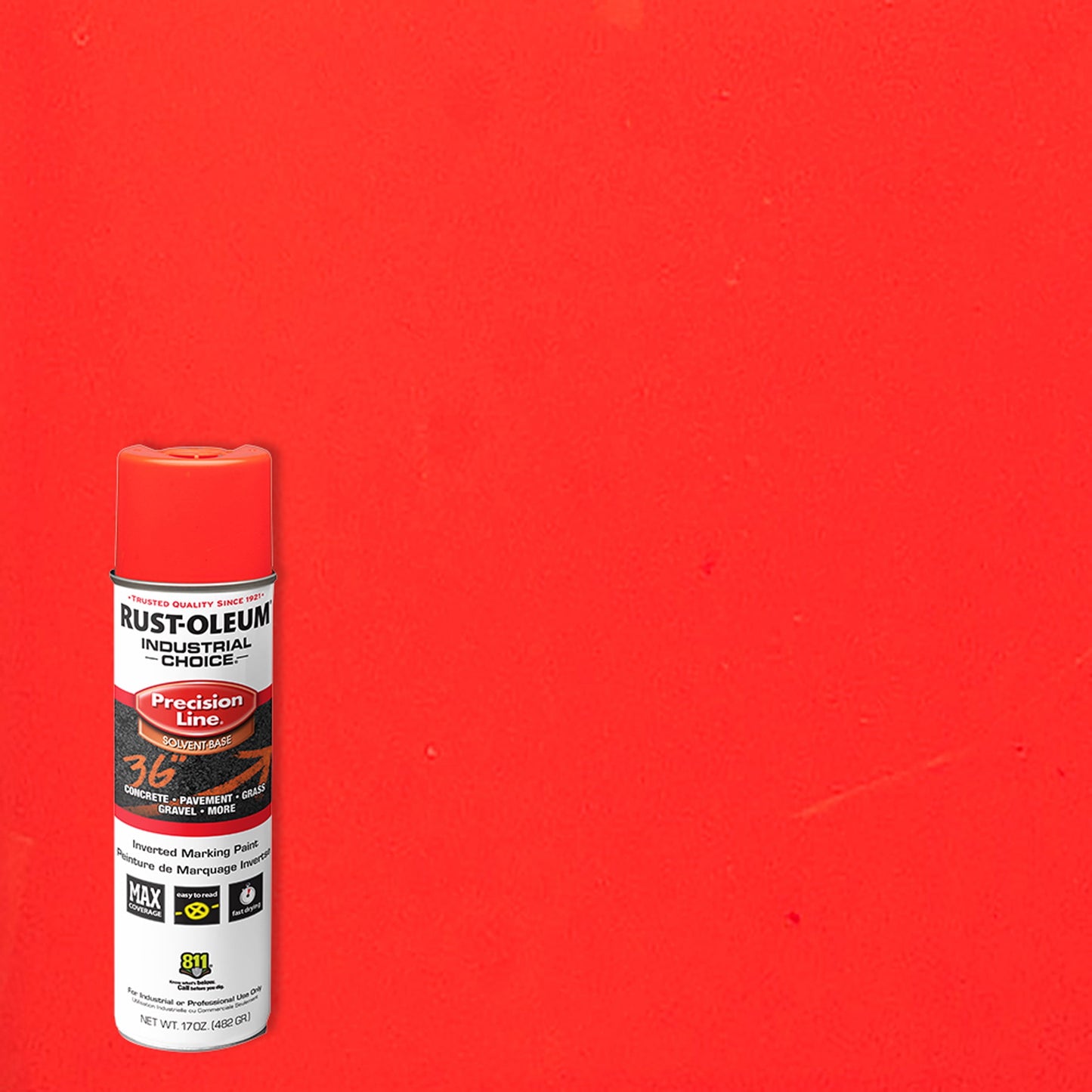 12 Pack, Fluorescent Red-Orange, Rust-Oleum Precision Line Marking Flat Spray Paint- 17 oz