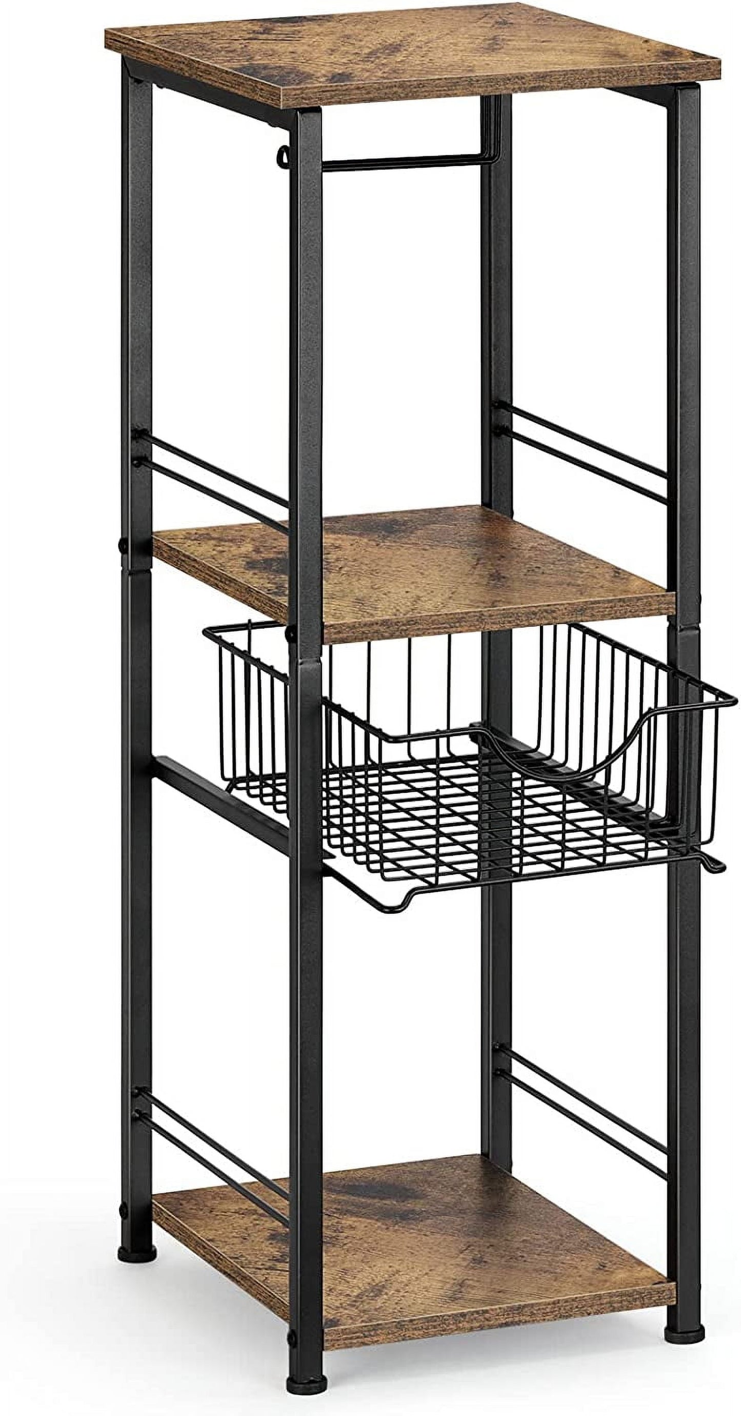 Freestanding Bathroom Shelf with Drawer Toilet Paper Storage Stand Organizer, Black