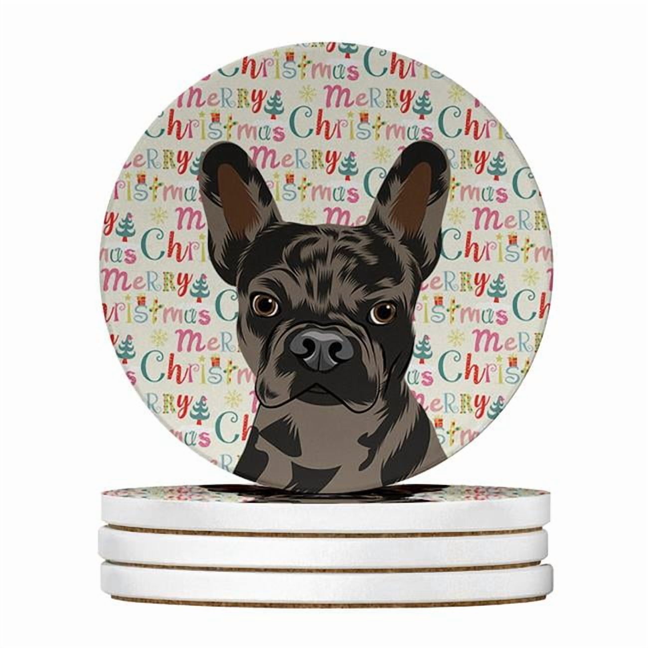 French Bulldog Chocolate Christmas Large Sandstone Coasters Pack of 4 4 in x 4 in
