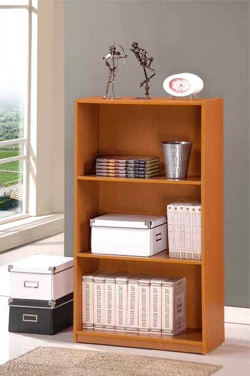 Furinno BASIC Engineered Wood 3-Tier Bookcase Storage Shelves in Light Cherry
