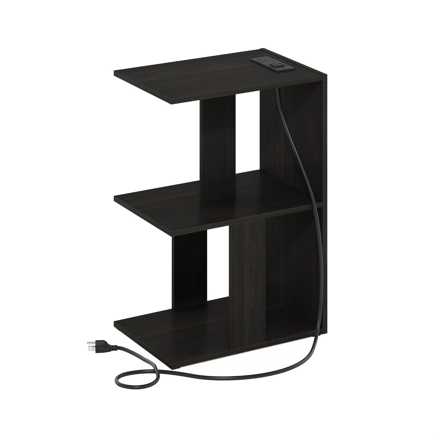 Furinno Boyate Sofa End Table with USB Type-C Charging Port in Espresso