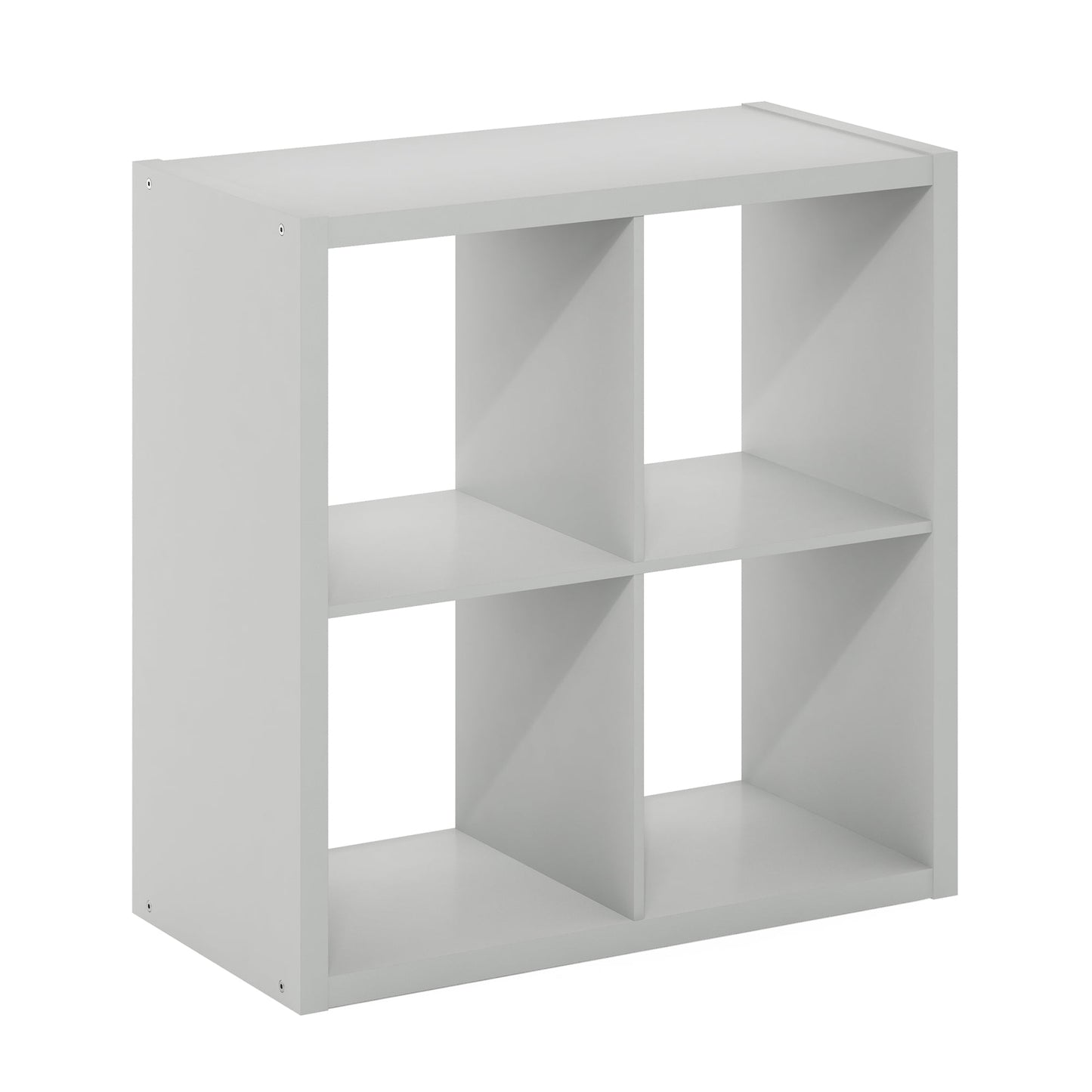 Furinno CUBICLE Book Shelf, 4-Cube Bookshelf, Extra Thick Frame Reversible Bookcase with Open Back, 14.6 x 30 x 30, for Living Room, Bedroom, Home Office, Light Grey