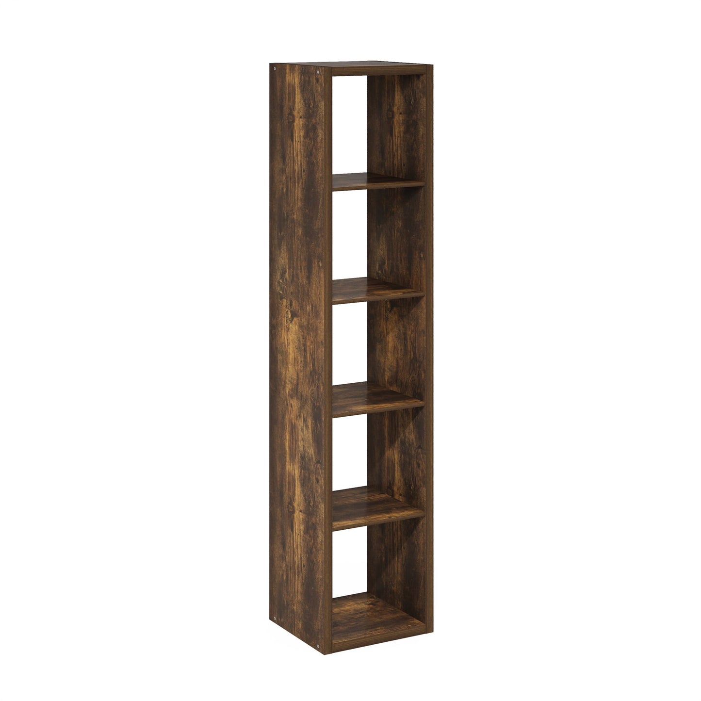 Furinno CUBICLE Book Shelf, 5-Cube Vertical Thick Frame Bookshelf, Horizontally & Vertically Reversible Bookcase with Open Back, 14.6 x 15.9 x 72, for Living Room, Bedroom, Home Office, Sage Green