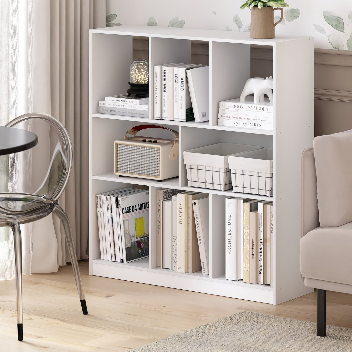 Furinno DALY 8-Cube Horizontal Bookcase in Bookshelf in Storage Organizer White
