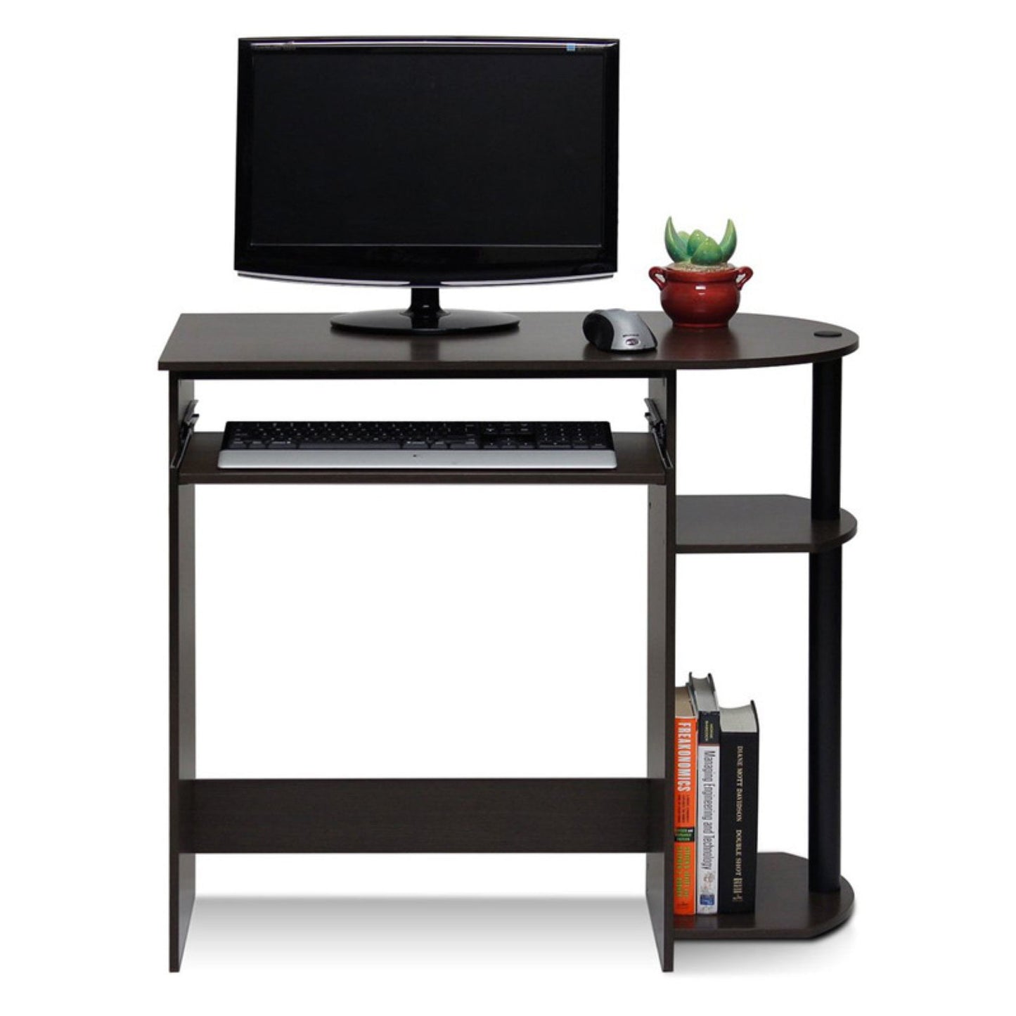 Furinno Escritorio de Computadora Simplista de Madera Manufacturada en Marrón Oscuro/negro