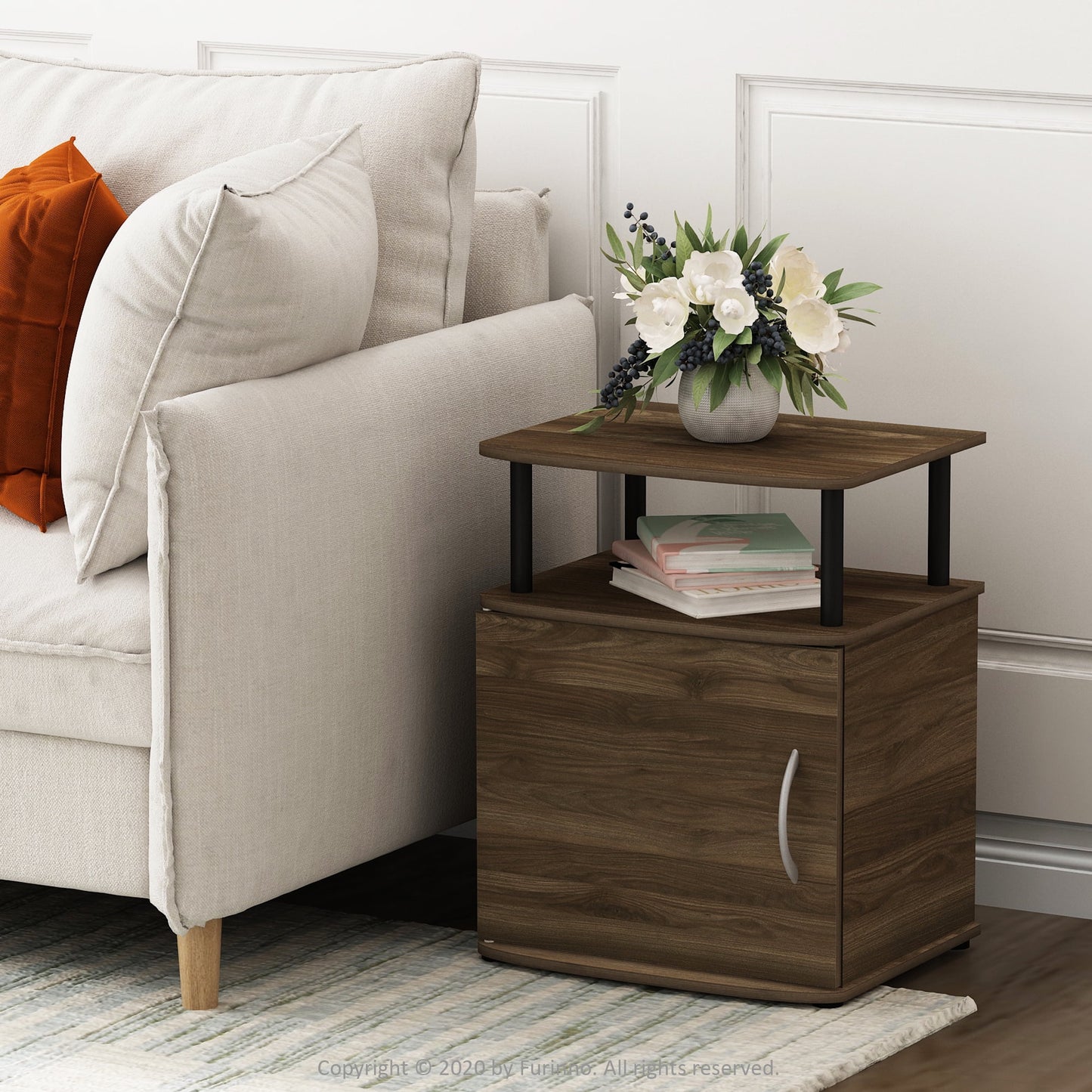 Furinno JAYA Utility Design End Table, French Oak Grey/Black