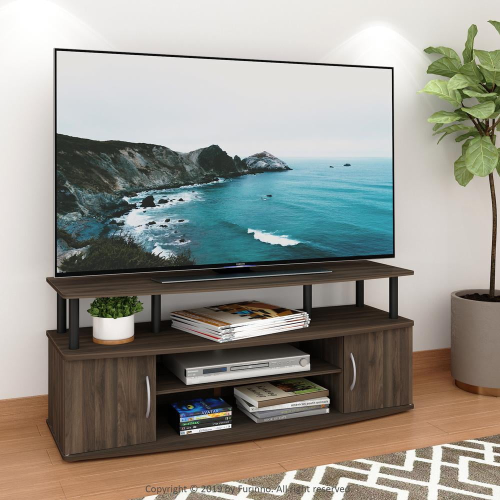 Furinno JAYA Large Entertainment Center Hold up to 55-IN TV, Columbia Walnut/Black
