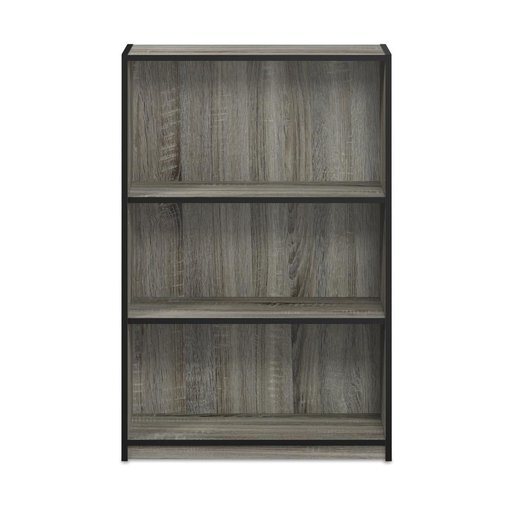 Furinno JAYA Wood Simple 3-Tier AdJUSTable Shelf Bookcase in French Oak Gray