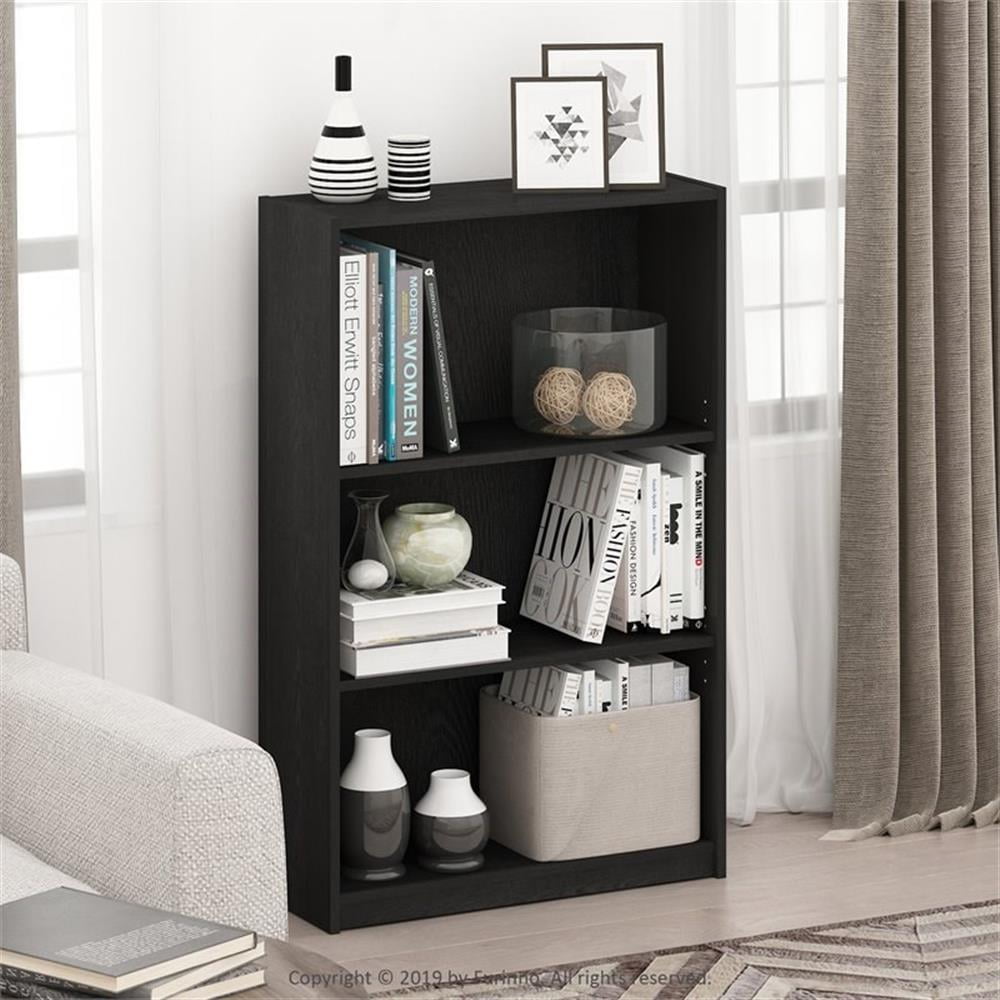 Furinno JAYA Wood Simple Home 3-Tier AdJUSTable Shelf Bookcase in Black