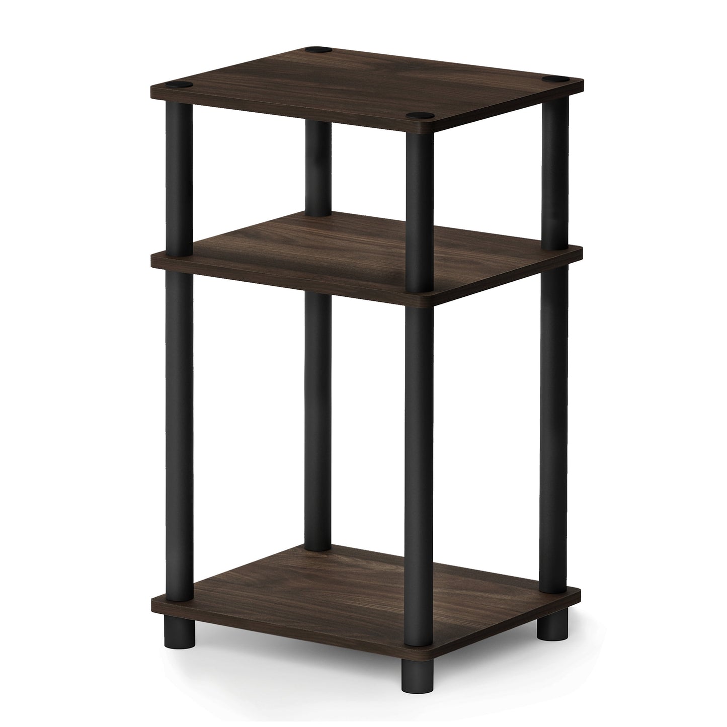 Furinno Just 3-Tier Turn-N-Tube End Table, 1-Pack, Columbia Walnut/Black
